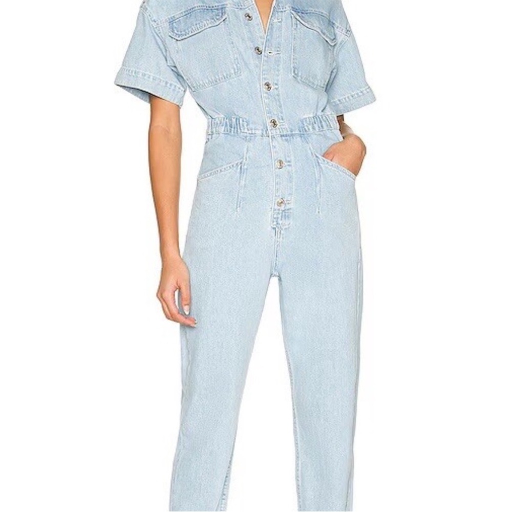 Free People XS Light Blue Denim Jumpsuit